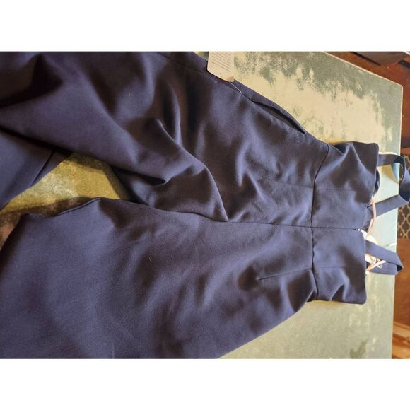 NWT GAL MEETS GLAM Navy Blue Nicole Sweetheart Square Neck Crop Pants Jumpsuit s - Picture 5 of 5